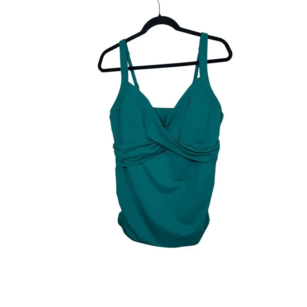 NWT Land's End Women's 18 Plus Paradise Teal Sweetheart Wrap Underwire Tankini